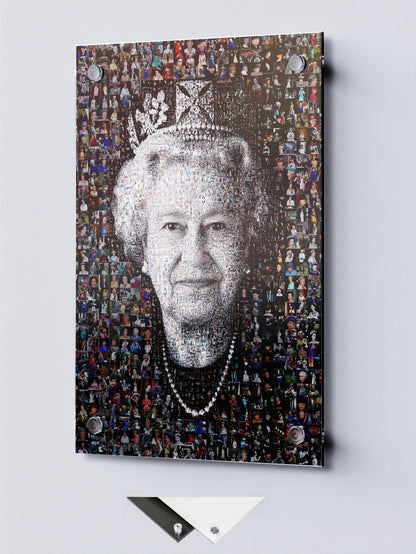 Elegant Mosaic Artwork of Queen Elizabeth II – Timeless Royal Portrait for Home Decor