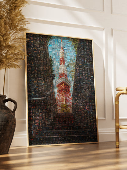 Tokyo Mosaic Art — Tokyo Tower Framed by Night Streets AtelierMosaics