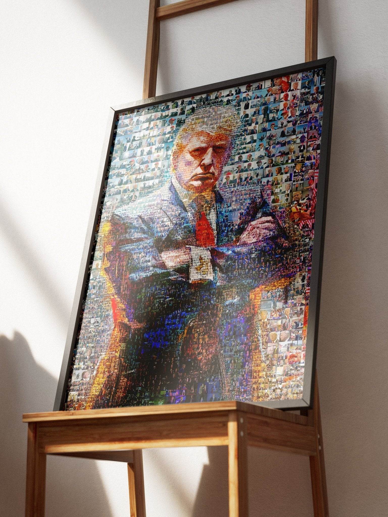 Donald Trump Power Stance – Mosaic Portrait from His Photos - AtelierMosaics