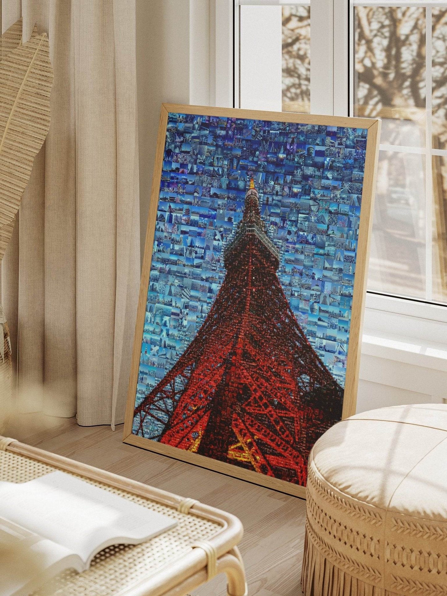 Tokyo Mosaic Art — Tokyo Tower Rising into Blue Sky - AtelierMosaics