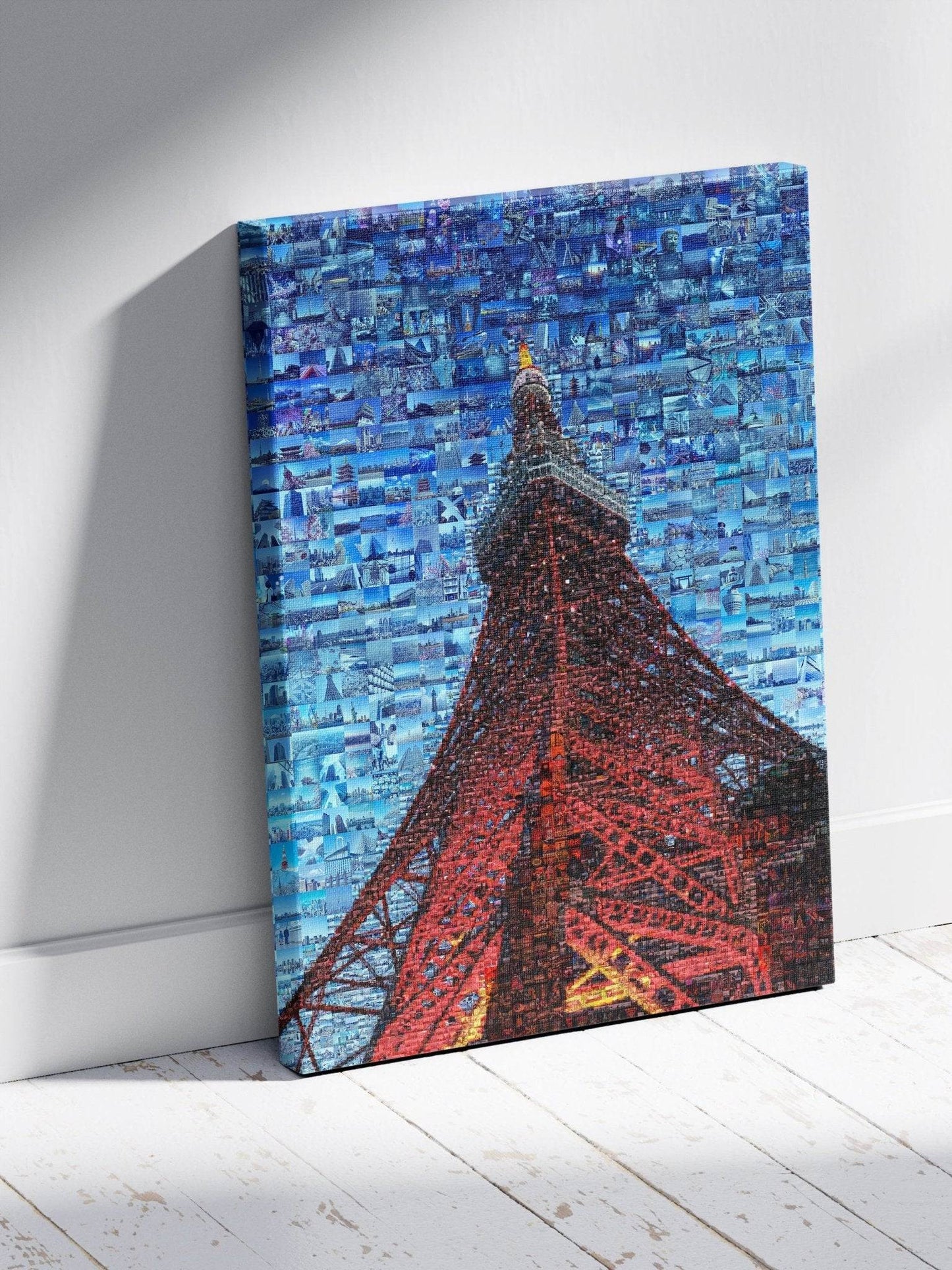 Tokyo Mosaic Art — Tokyo Tower Rising into Blue Sky - AtelierMosaics