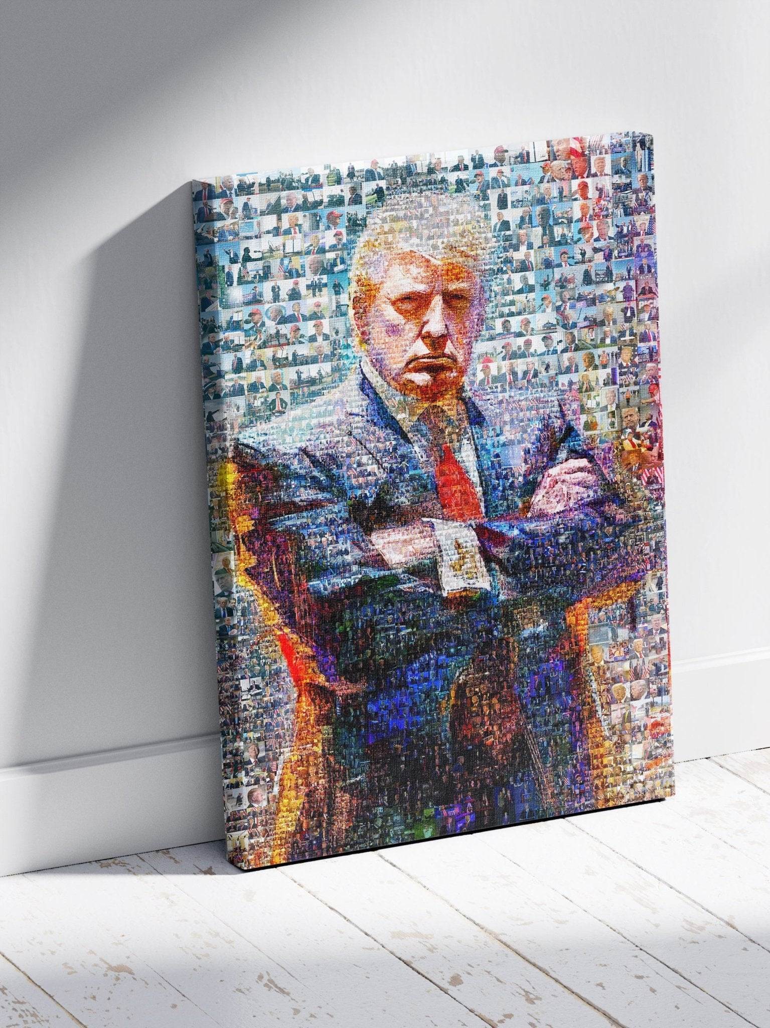 Donald Trump Power Stance – Mosaic Portrait from His Photos - AtelierMosaics