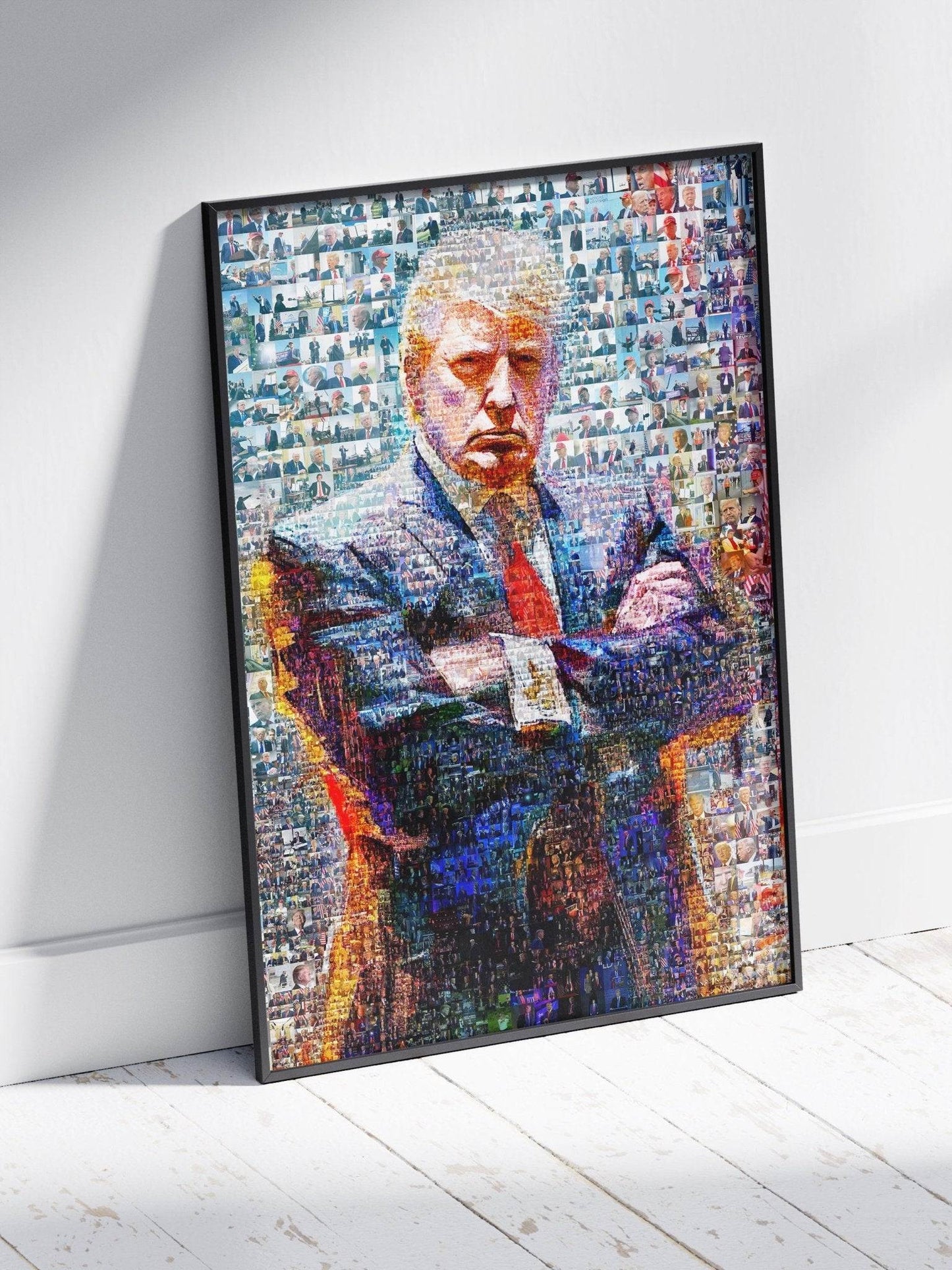 Donald Trump Power Stance – Mosaic Portrait from His Photos - AtelierMosaics