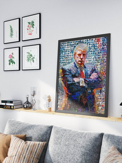Donald Trump Power Stance – Mosaic Portrait from His Photos - AtelierMosaics