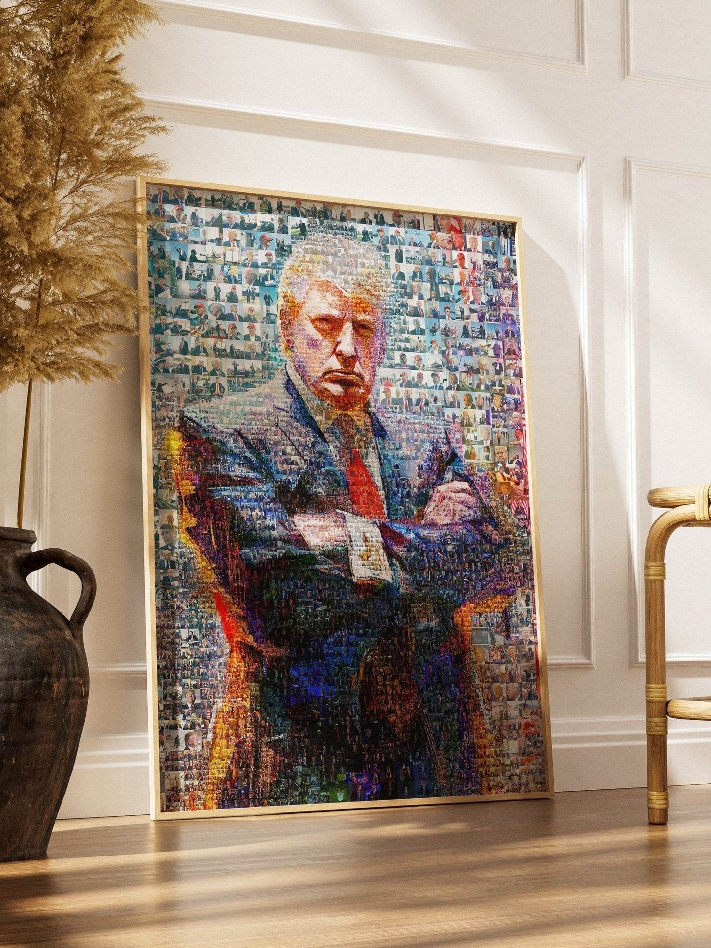 Donald Trump Power Stance – Mosaic Portrait from His Photos - AtelierMosaics