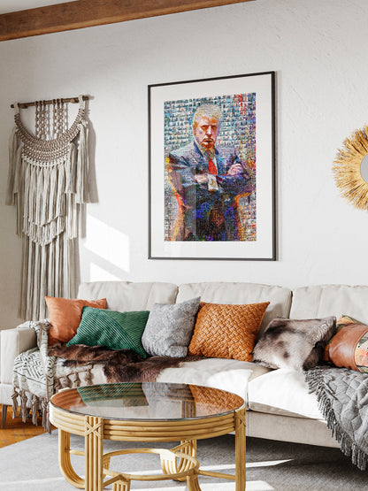 Donald Trump Power Stance – Mosaic Portrait from His Photos AtelierMosaics