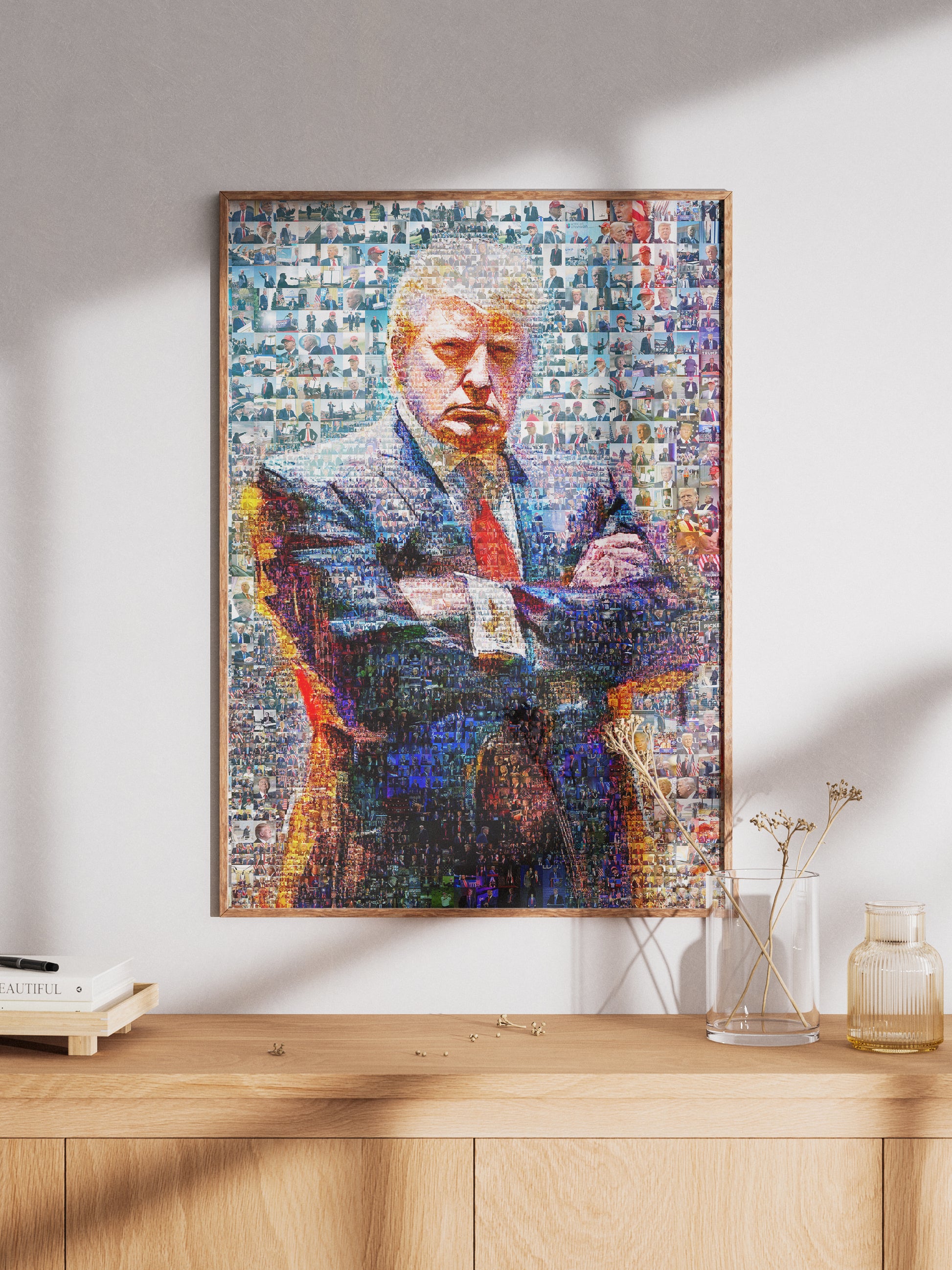 Donald Trump Power Stance – Mosaic Portrait from His Photos AtelierMosaics