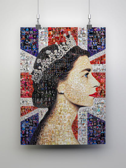 Stunning Mosaic Artwork of Queen Elizabeth II - Iconic Royal Portrait