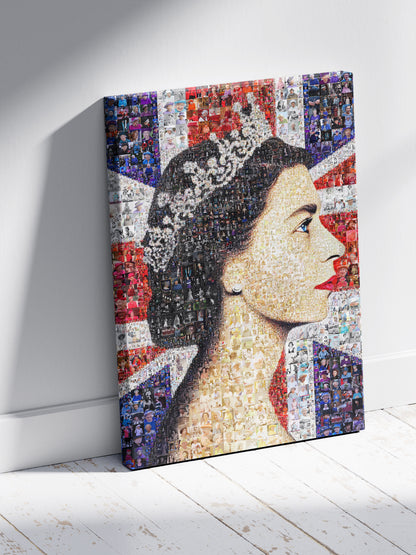 Stunning Mosaic Artwork of Queen Elizabeth II - Iconic Royal Portrait