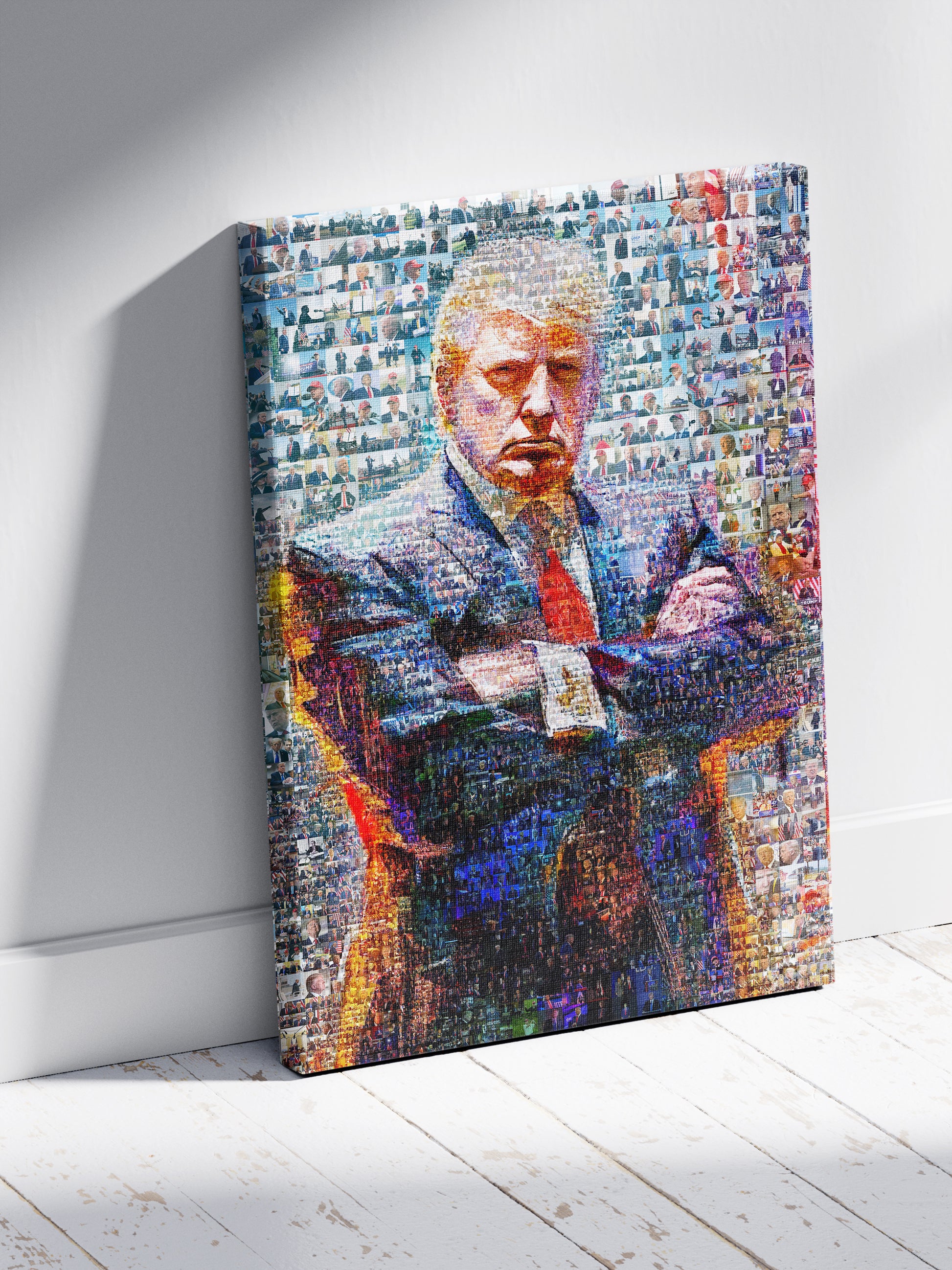 Donald Trump Power Stance – Mosaic Portrait from His Photos AtelierMosaics