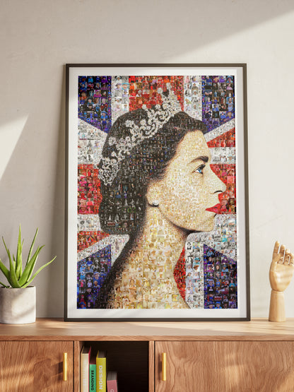 Stunning Mosaic Artwork of Queen Elizabeth II - Iconic Royal Portrait