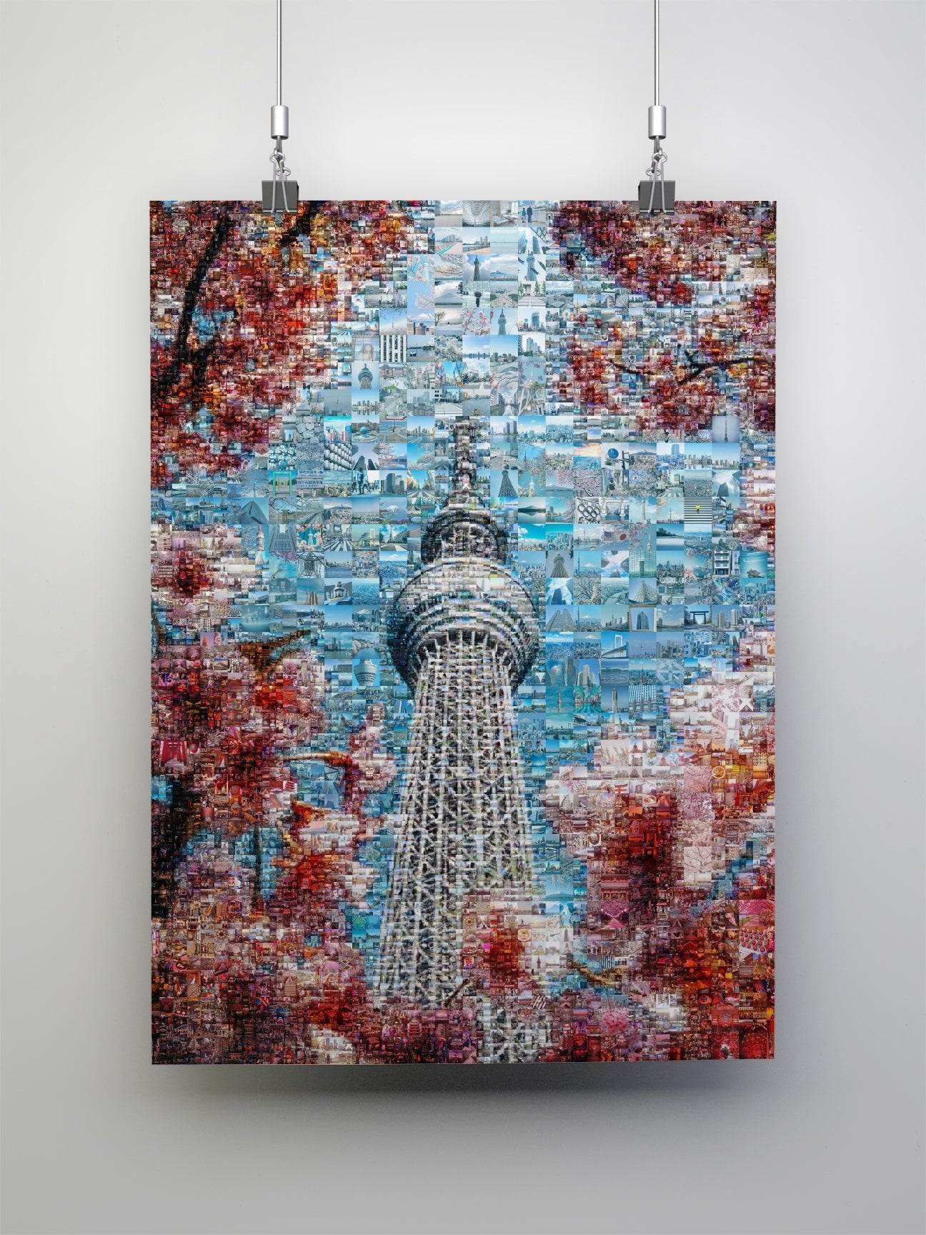Tokyo Mosaic Art — Skytree Framed by Sakura Blossoms - AtelierMosaics