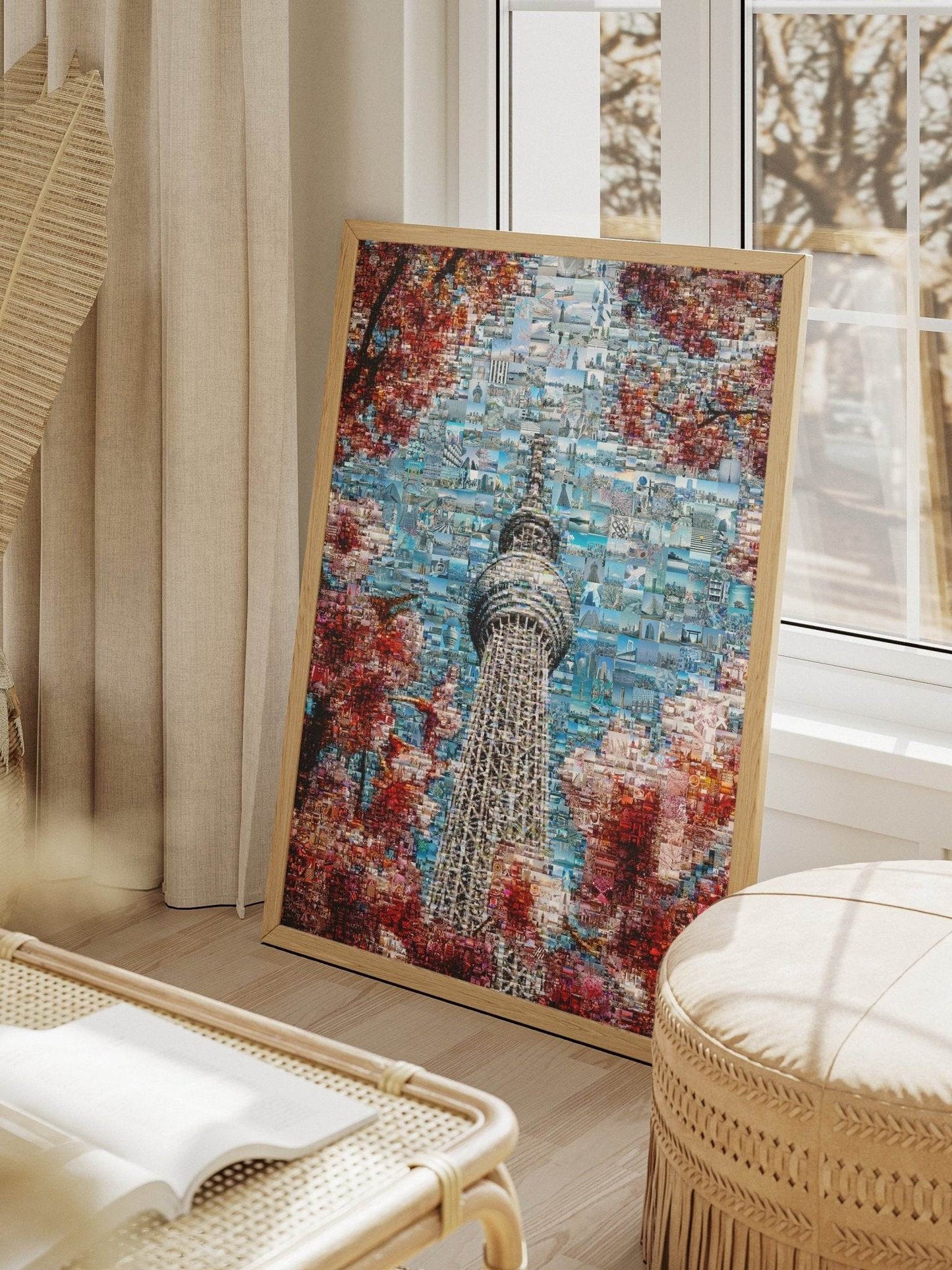 Tokyo Mosaic Art — Skytree Framed by Sakura Blossoms - AtelierMosaics