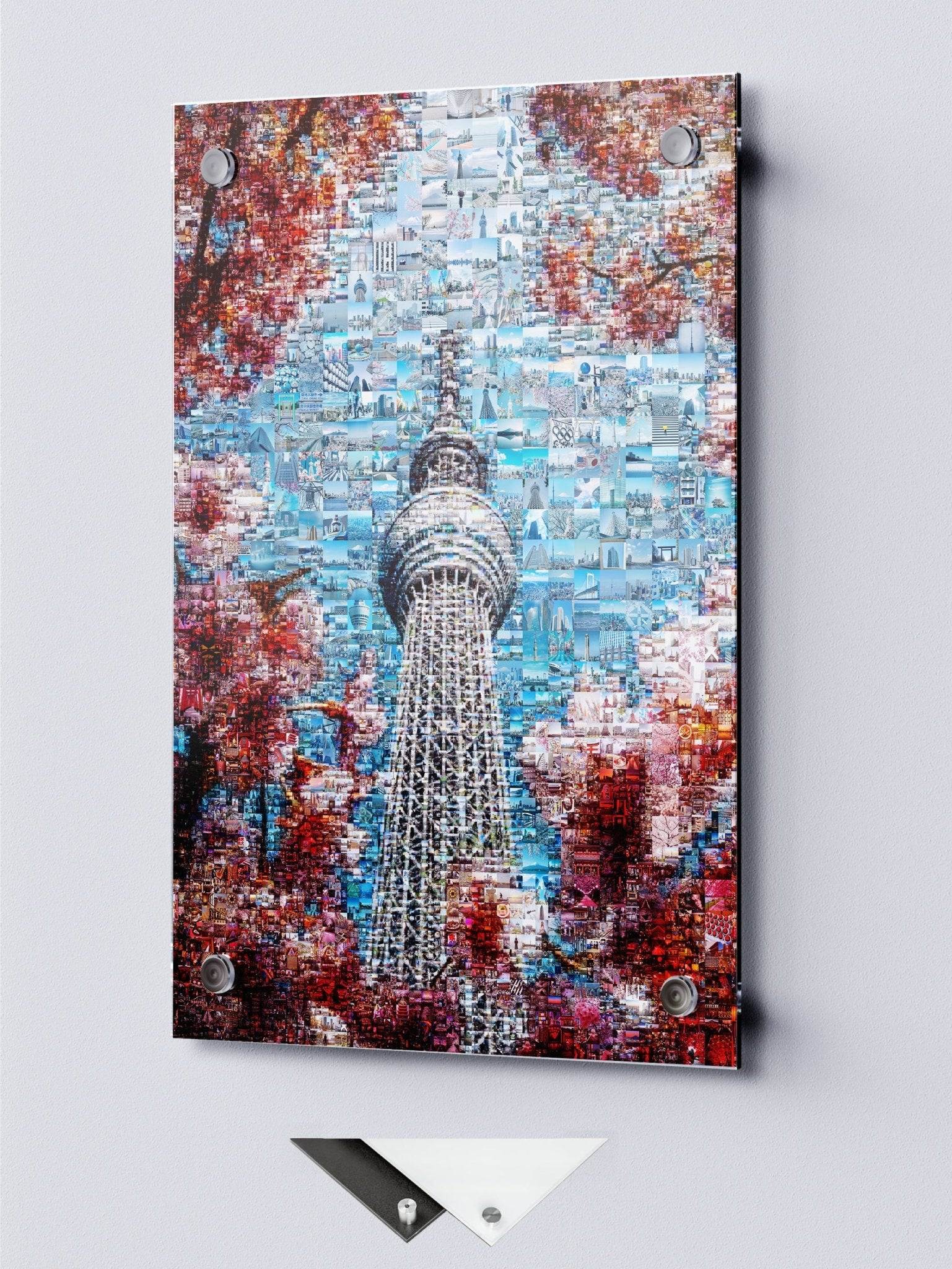 Tokyo Mosaic Art — Skytree Framed by Sakura Blossoms - AtelierMosaics