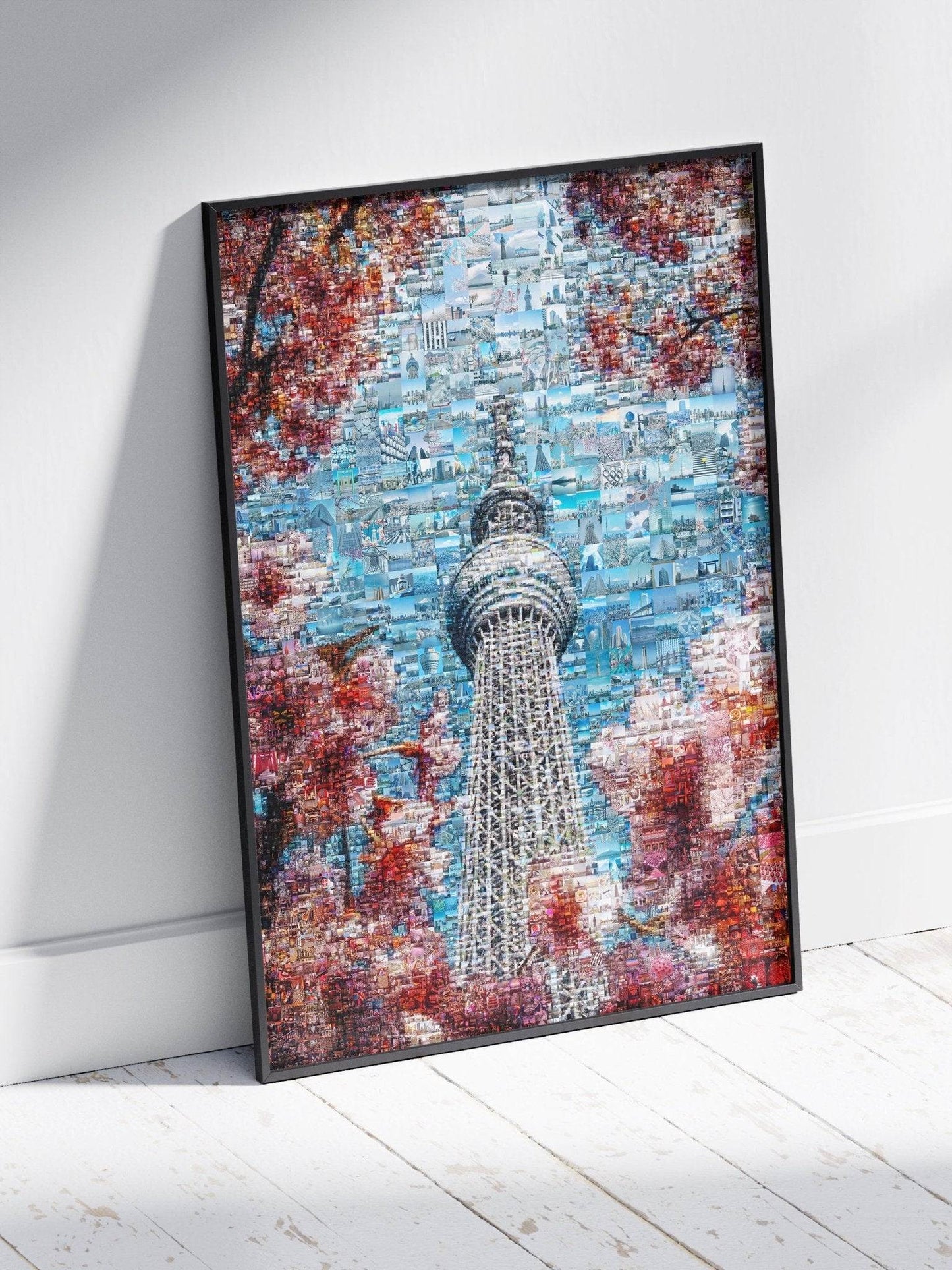 Tokyo Mosaic Art — Skytree Framed by Sakura Blossoms - AtelierMosaics