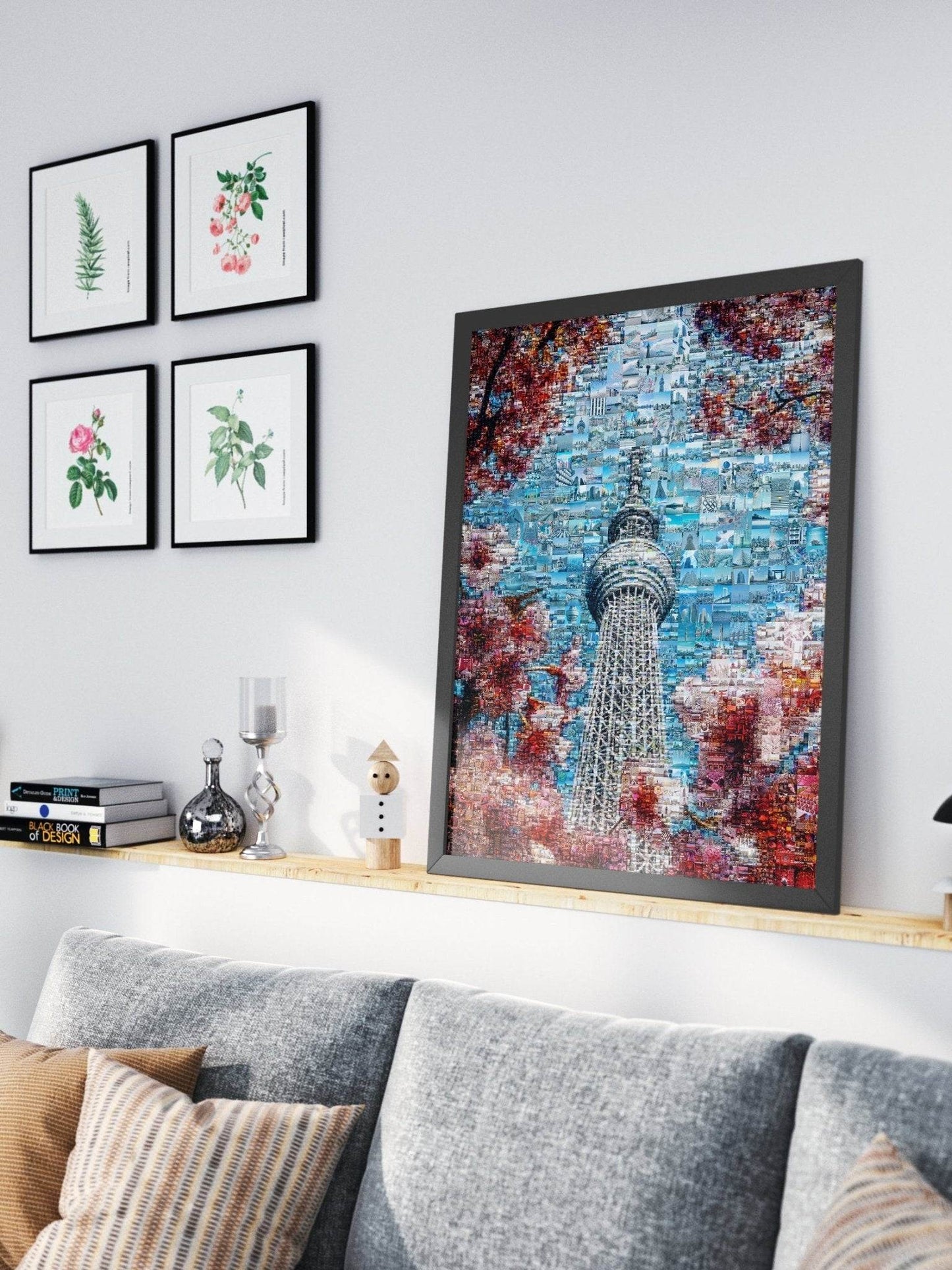 Tokyo Mosaic Art — Skytree Framed by Sakura Blossoms - AtelierMosaics