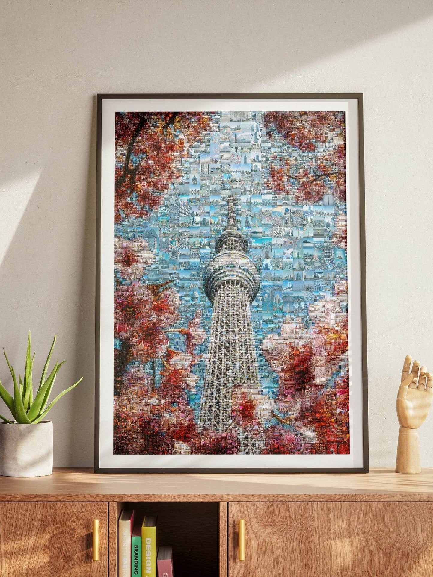 Tokyo Mosaic Art — Skytree Framed by Sakura Blossoms - AtelierMosaics