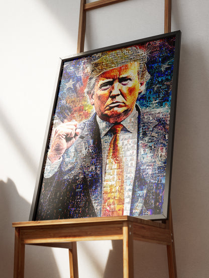 Donald Trump with Raised Fist – Mosaic Art of Strength and Victory AtelierMosaics