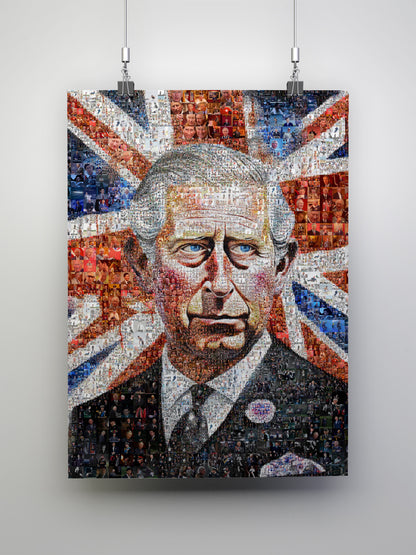 Mosaic Artwork of Charles III, King of the United Kingdom - Unique Royal Home Decor