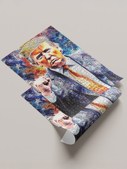 Donald Trump with Raised Fist – Mosaic Art of Strength and Victory AtelierMosaics