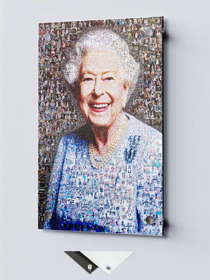 Vibrant Mosaic Art of Queen Elizabeth II - Iconic British Artwork for Home Decor