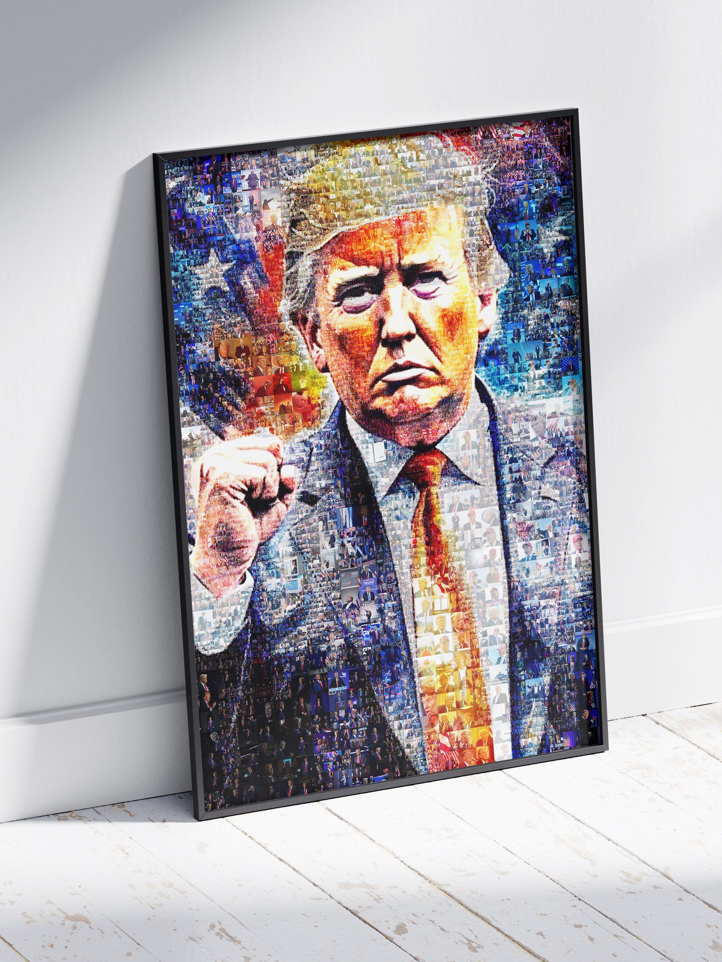 Donald Trump with Raised Fist – Mosaic Art of Strength and Victory AtelierMosaics