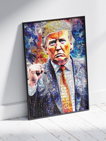 Donald Trump with Raised Fist – Mosaic Art of Strength and Victory AtelierMosaics