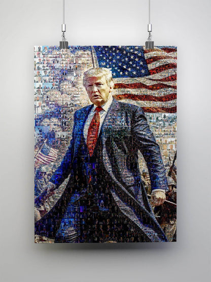 Donald Trump with American Flag – Patriotic Mosaic Wall Art AtelierMosaics