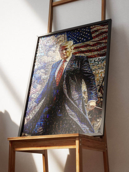 Donald Trump with American Flag – Patriotic Mosaic Wall Art - AtelierMosaics