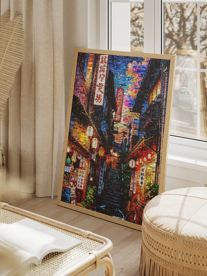 Tokyo Night Alley – Japanese Street Mosaic Art - AtelierMosaics