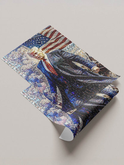 Donald Trump with American Flag – Patriotic Mosaic Wall Art - AtelierMosaics