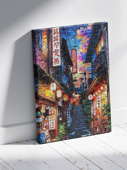 Tokyo Night Alley – Japanese Street Mosaic Art - AtelierMosaics
