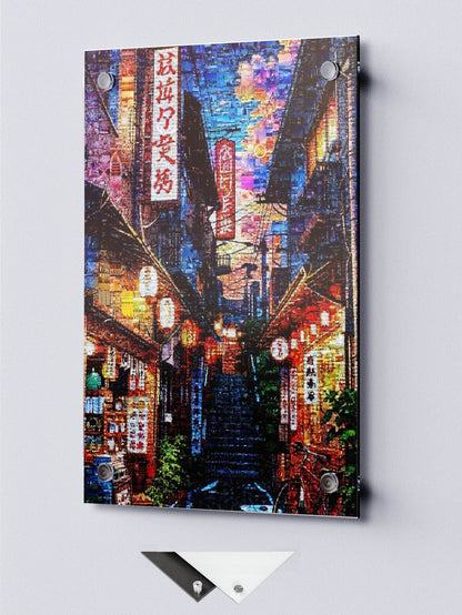 Tokyo Night Alley – Japanese Street Mosaic Art - AtelierMosaics