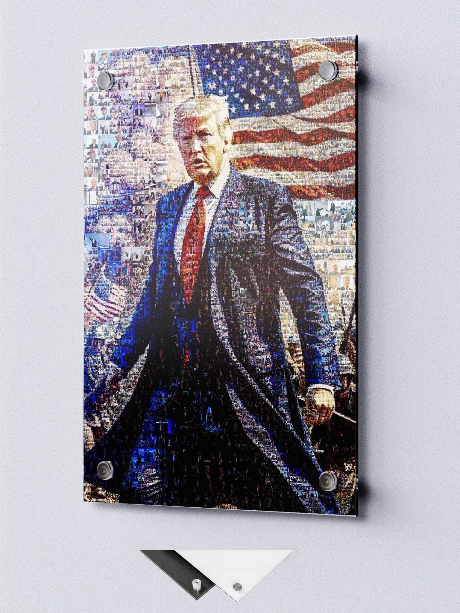 Donald Trump with American Flag – Patriotic Mosaic Wall Art - AtelierMosaics