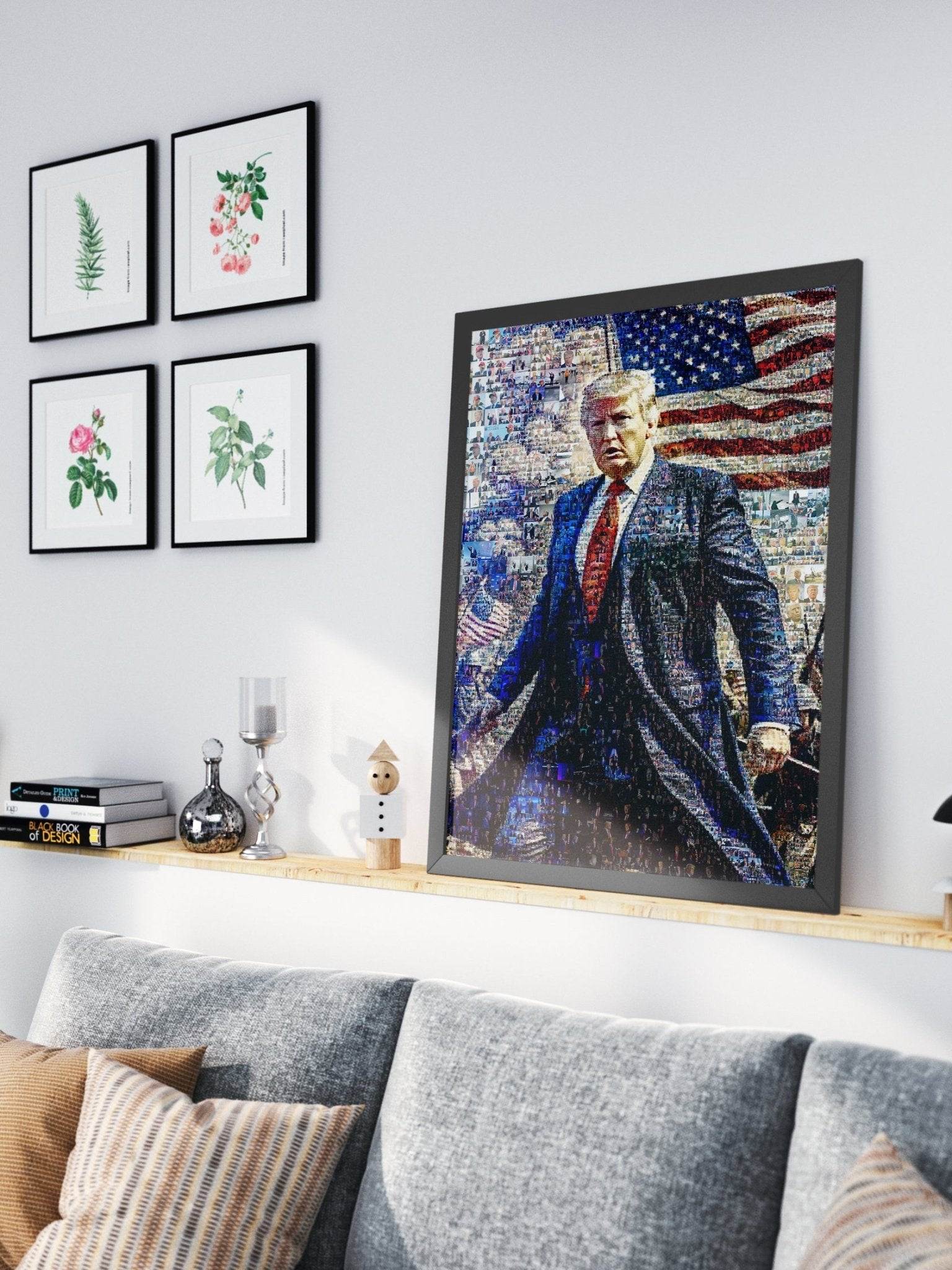 Donald Trump with American Flag – Patriotic Mosaic Wall Art - AtelierMosaics