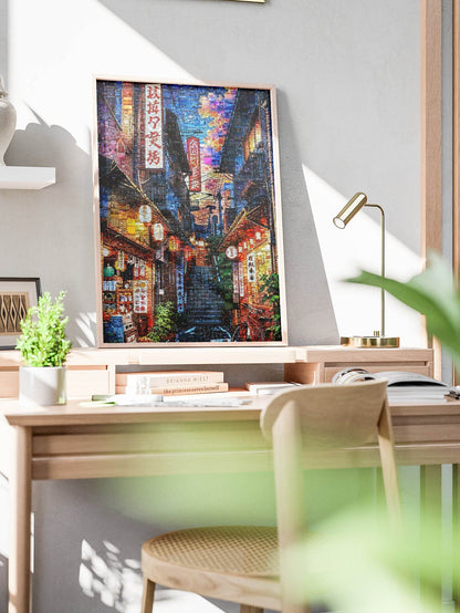 Tokyo Night Alley – Japanese Street Mosaic Art - AtelierMosaics