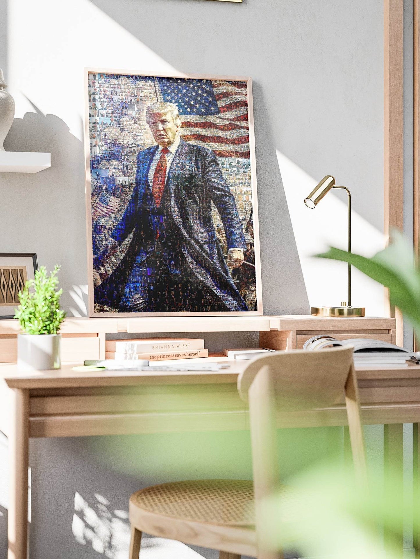 Donald Trump with American Flag – Patriotic Mosaic Wall Art - AtelierMosaics