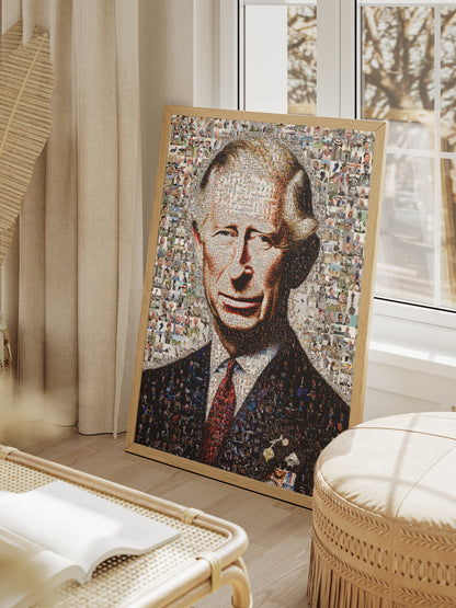 Royal Mosaic Artwork of King Charles III | Unique Home Decor Piece