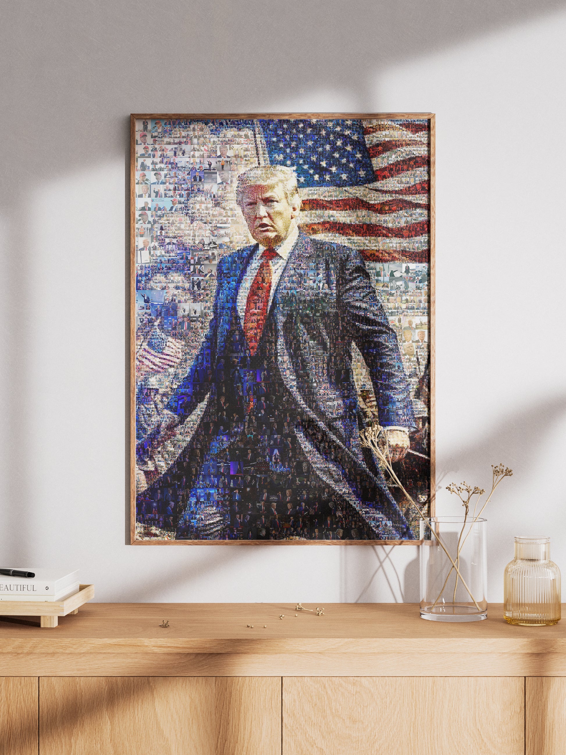 Donald Trump with American Flag – Patriotic Mosaic Wall Art AtelierMosaics