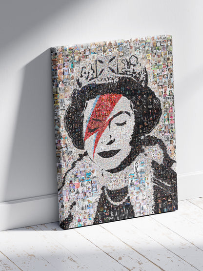 Stunning Mosaic Artwork of Queen Elizabeth II - Unique Geometric Art for Home Decor