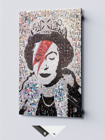 Stunning Mosaic Artwork of Queen Elizabeth II - Unique Geometric Art for Home Decor