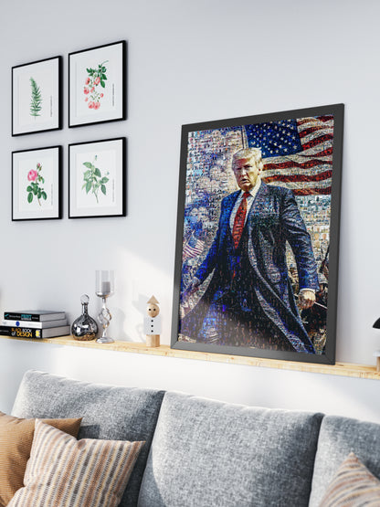 Donald Trump with American Flag – Patriotic Mosaic Wall Art AtelierMosaics