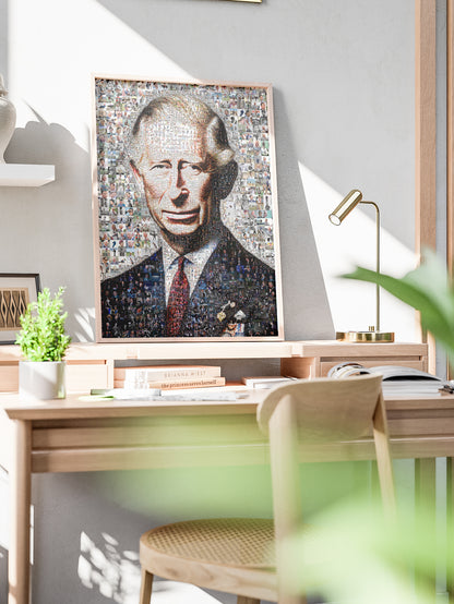 Royal Mosaic Artwork of King Charles III | Unique Home Decor Piece