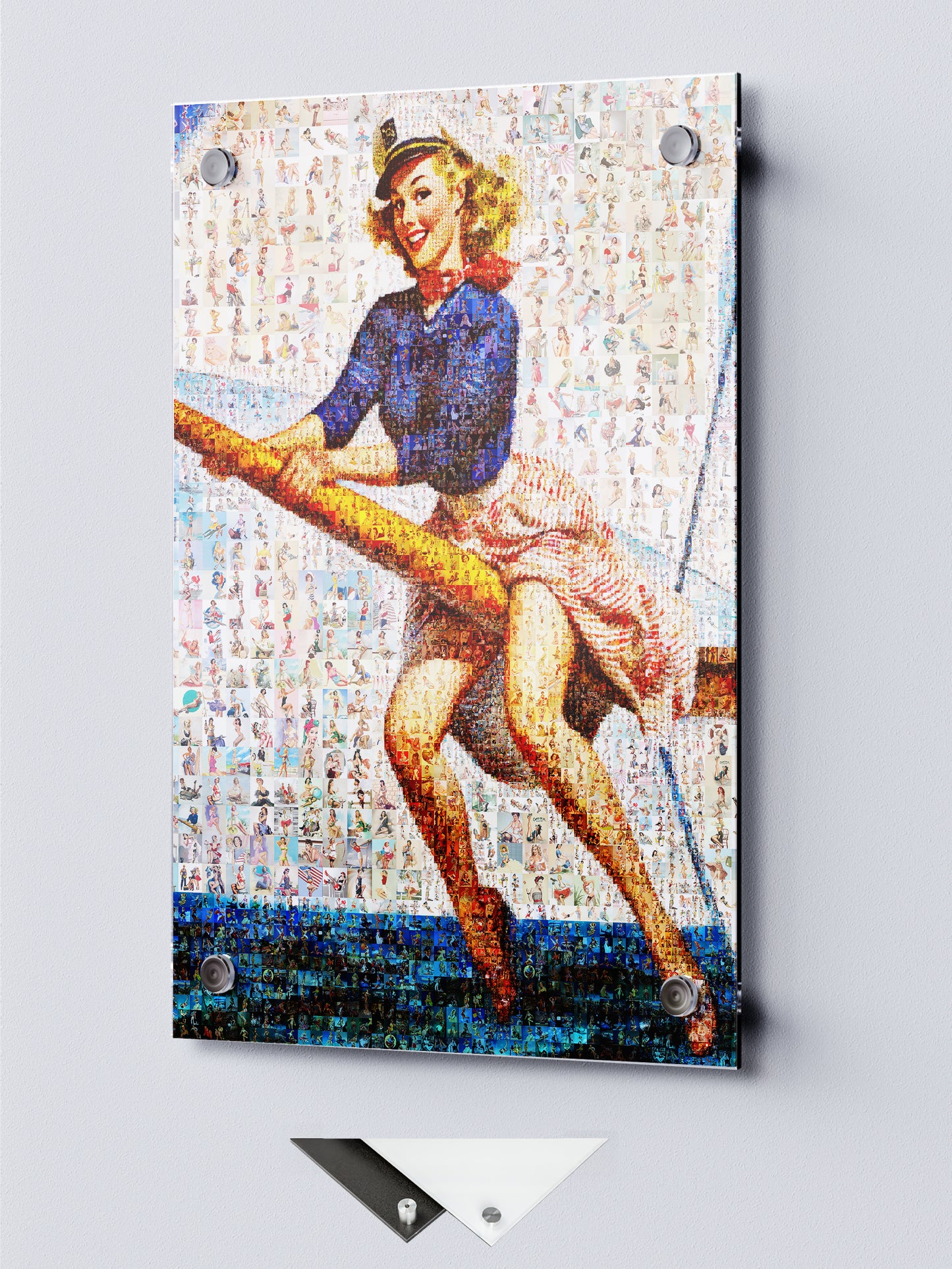 Sailor Pin-Up Mosaic Poster – Retro Nautical Girl, Vintage Wall Art Made from Classic Pin-Up Illustrations