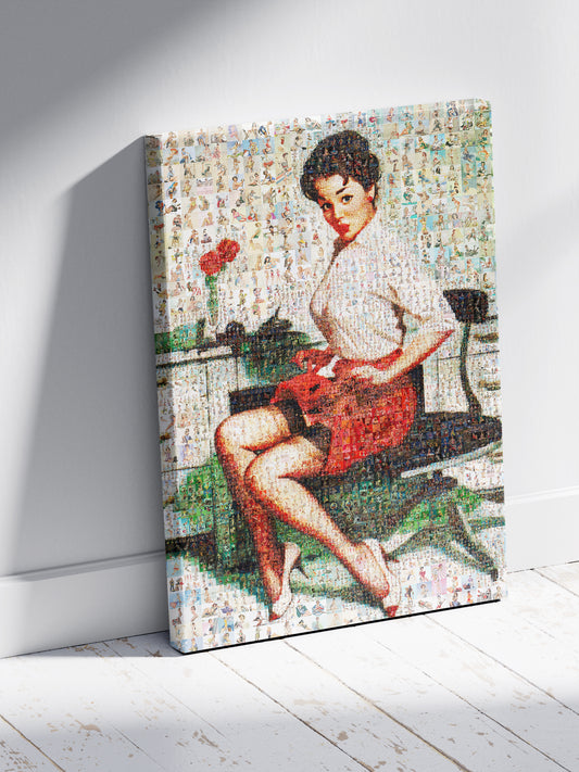Office Pin-Up Mosaic Poster – Vintage Secretary Retro Wall Art