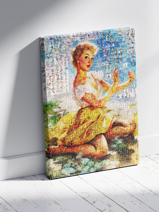 Summer Pin-Up Mosaic Poster – Vintage Sunshine Girl Wall Art