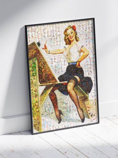 Pin-Up Artist Mosaic Poster – Retro Painter Girl Wall Art