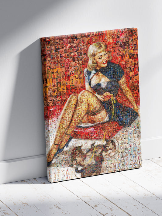 Retro Pin-Up Blonde Mosaic Poster – Vintage Glamour Wall Art