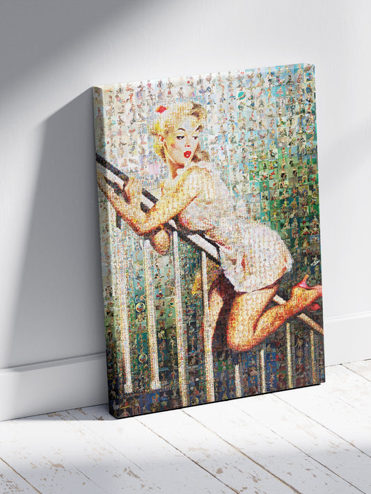 Vintage Glamour Mosaic Art - Stunning Retro Pin-Up Inspired Artwork for Home Decor