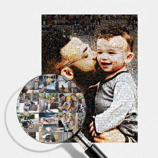 fathers day personalized family photo mosaic gift